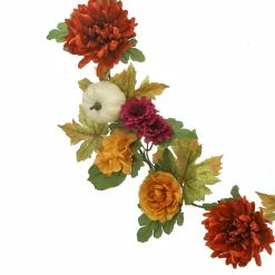 6ft. Cream & Dark Orange Pumpkin & Mum Mix Garland by Ashland®
