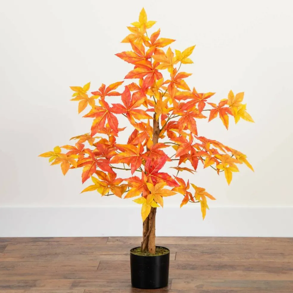 3ft. Deluxe Potted Artificial Autumn Maple Tree