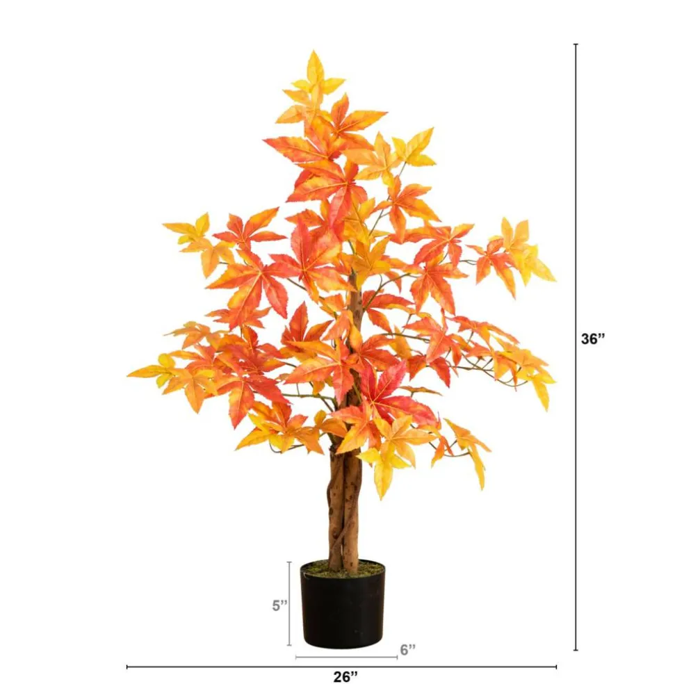 3ft. Deluxe Potted Artificial Autumn Maple Tree