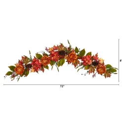 6ft. Fall Ranunculus, Hydrangea & Berries Autumn Garland