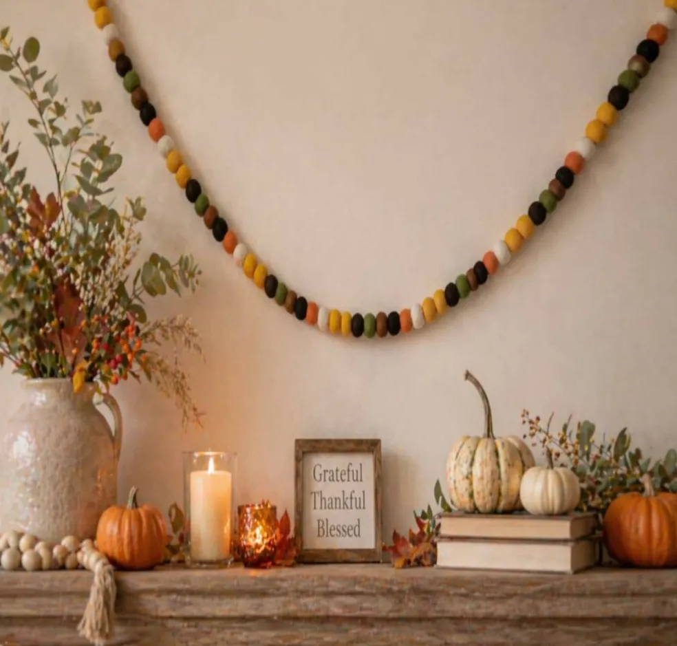 6ft. Fall Wool Pom Pom Garland by Ashland®