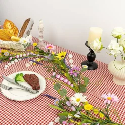 6 FT Farmhouse Spring Garland – Vintage Wildflower & Daisy Floral Garland, Summer Flower Vine for Table Centerpiece, Door Frame, Mantel, Stairs & Railing Decoration