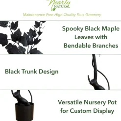 4ft. Halloween Black Maple Artificial Potted Tree