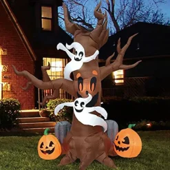 8 FT Halloween Inflatable Scary Tree with Ghost, Pumpkin and Tombstone, Blow Up Inflatables with Build-in LEDs for Halloween Party Indoor, Outdoor, Yard, Garden, Lawn Decorations