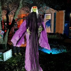 7.2 ft Halloween Standing Witch with Lighted Eyes and Automatic Arm Movement