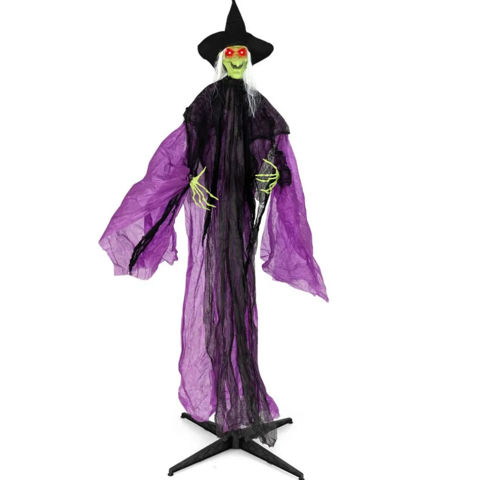 7.2 ft Halloween Standing Witch with Lighted Eyes and Automatic Arm Movement