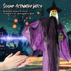 7.2 ft Halloween Standing Witch with Lighted Eyes and Automatic Arm Movement
