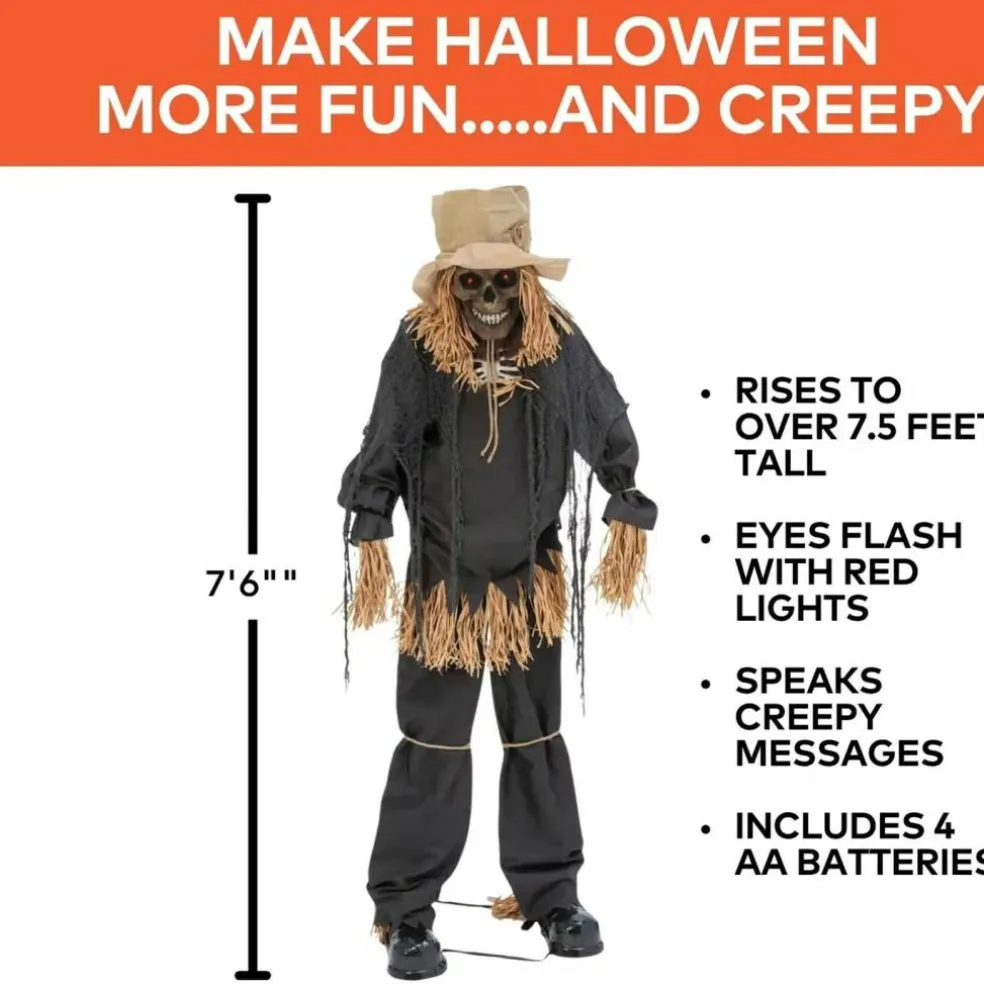 7 Ft. 6" Light-Up Lifting Skeleton Scarecrow