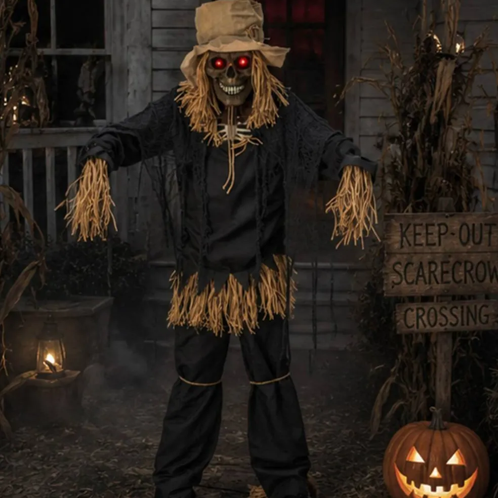 7 Ft. 6" Light-Up Lifting Skeleton Scarecrow