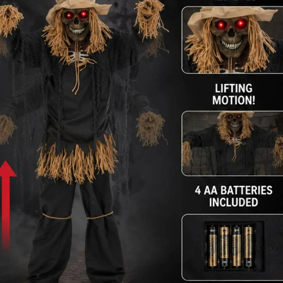 7 Ft. 6" Light-Up Lifting Skeleton Scarecrow