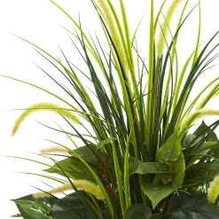 4ft. Mixed River Fern & Dogtail In White Tower Planter