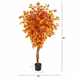 5ft. Orange Autumn Ficus Artificial Fall Tree