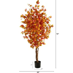 6ft. Orange Autumn Ficus Artificial Fall Tree