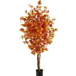 6ft. Orange Autumn Ficus Artificial Fall Tree