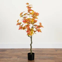 4ft. Orange Autumn Maple Artificial Potted Tree