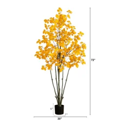 6ft. Orange Autumn Oyama Magnolia Artificial Potted Tree