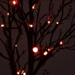 4ft. Orange & Purple LED Pre-Lit Halloween Deluxe Black Twig Artificial Fall Tree