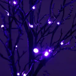 4ft. Orange & Purple LED Pre-Lit Halloween Deluxe Black Twig Artificial Fall Tree