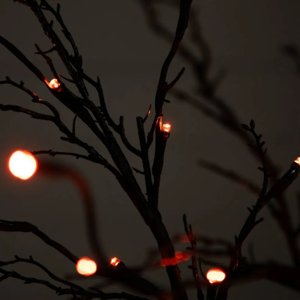 5ft. Orange & Purple LED Pre-Lit Halloween Deluxe Black Twig Artificial Fall Tree