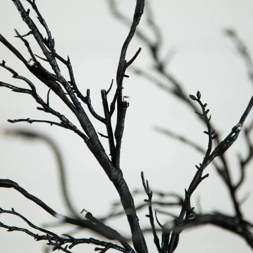 5ft. Orange & Purple LED Pre-Lit Halloween Deluxe Black Twig Artificial Fall Tree