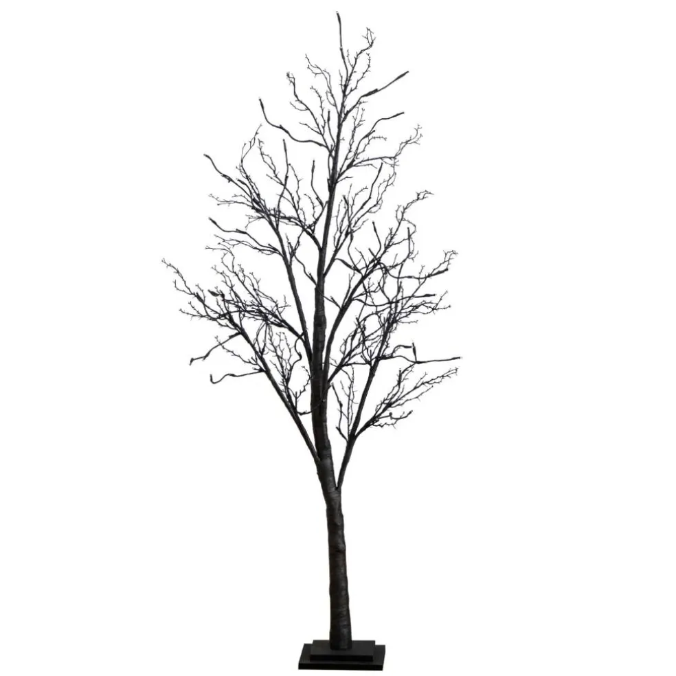 5ft. Orange & Purple LED Pre-Lit Halloween Deluxe Black Twig Artificial Fall Tree