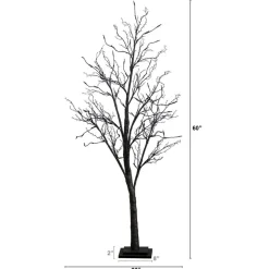 5ft. Orange & Purple LED Pre-Lit Halloween Deluxe Black Twig Artificial Fall Tree