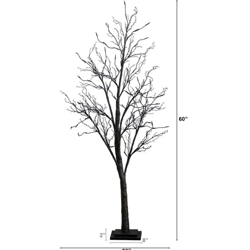 5ft. Orange & Purple LED Pre-Lit Halloween Deluxe Black Twig Artificial Fall Tree