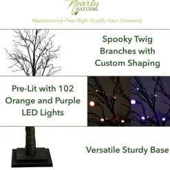 5ft. Orange & Purple LED Pre-Lit Halloween Deluxe Black Twig Artificial Fall Tree