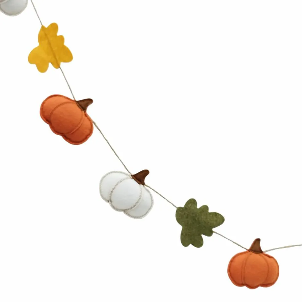 6ft. Orange & White Fabric Pumpkin Garland by Ashland®