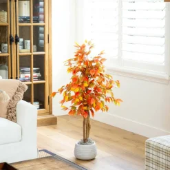 3ft. Orange & Yellow Autumn Ficus Artificial Potted Tree