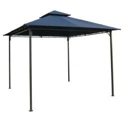 10Ft Outdoor Navy Canopy Garden Gazebo with Square Iron Frame for Picnic and Patio Events