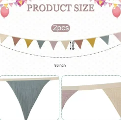 15.5 ft Party Pennant Banner Flags, 2 Pcs Nursery Garland Triangle Bunting Flag Baby Banner for Nursery Decor Baby Birthday Boho Wedding Shower Party Event, Each 7.75 ft(Rainbow Color)