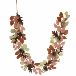 6ft. Pink, Brown & Green Fall Leaves & Pinecone Mix Garland by Ashland®