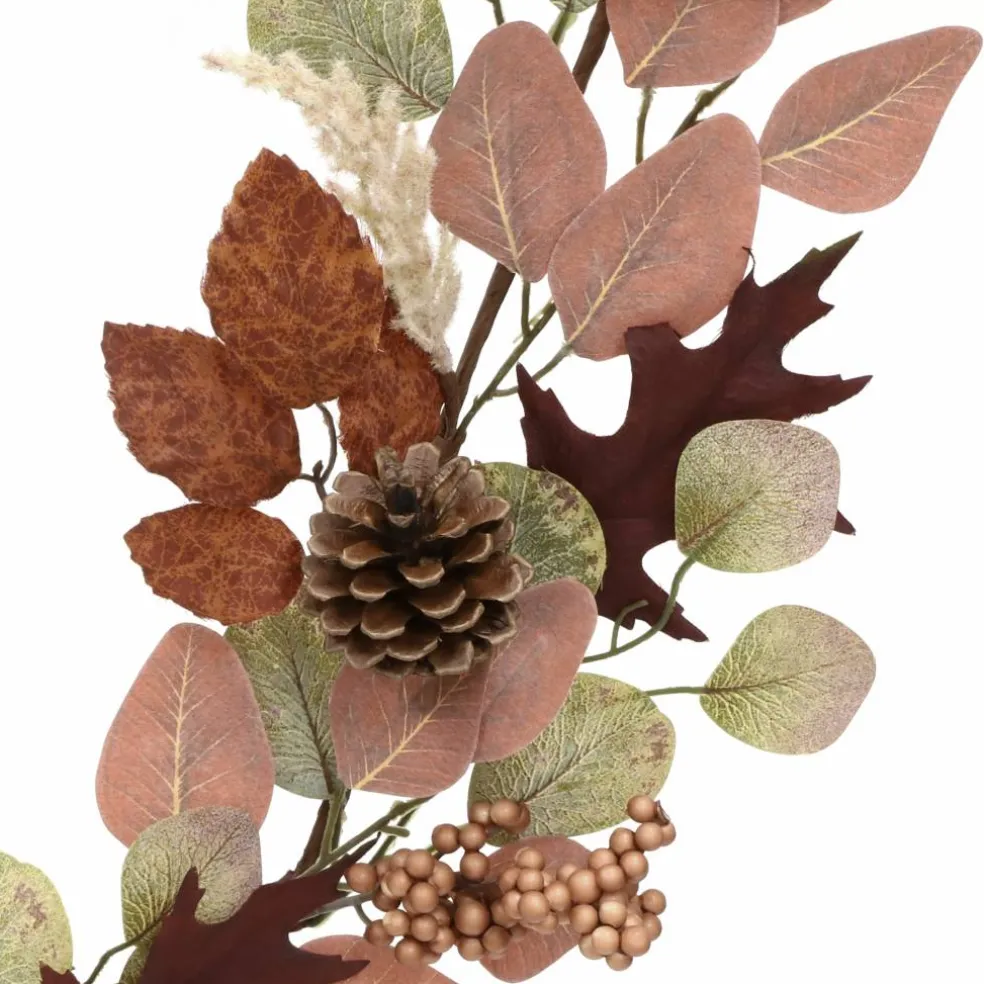 6ft. Pink, Brown & Green Fall Leaves & Pinecone Mix Garland by Ashland®