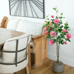 4ft. Pink Rose Tree in Black Pot