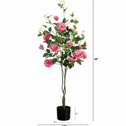 4ft. Pink Rose Tree in Black Pot