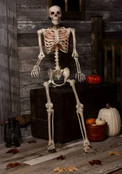 5FT Poseable Red Light Up Face & Chest Skeleton Decoration