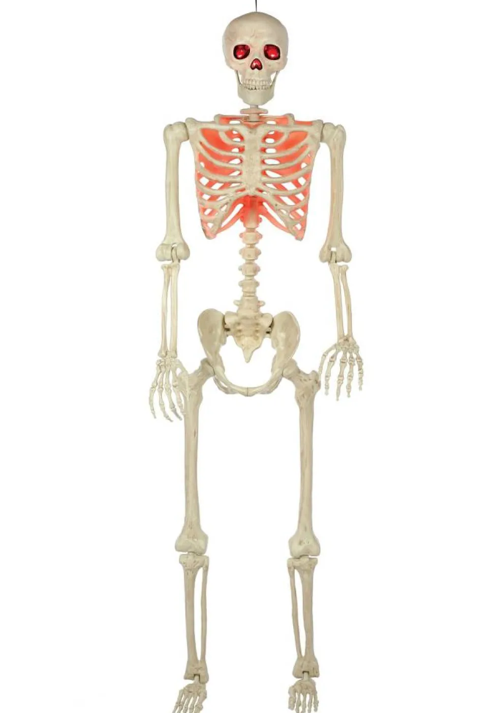 5FT Poseable Red Light Up Face & Chest Skeleton Decoration