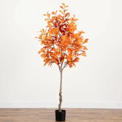 7ft. Potted Artificial Autumn Oak Tree