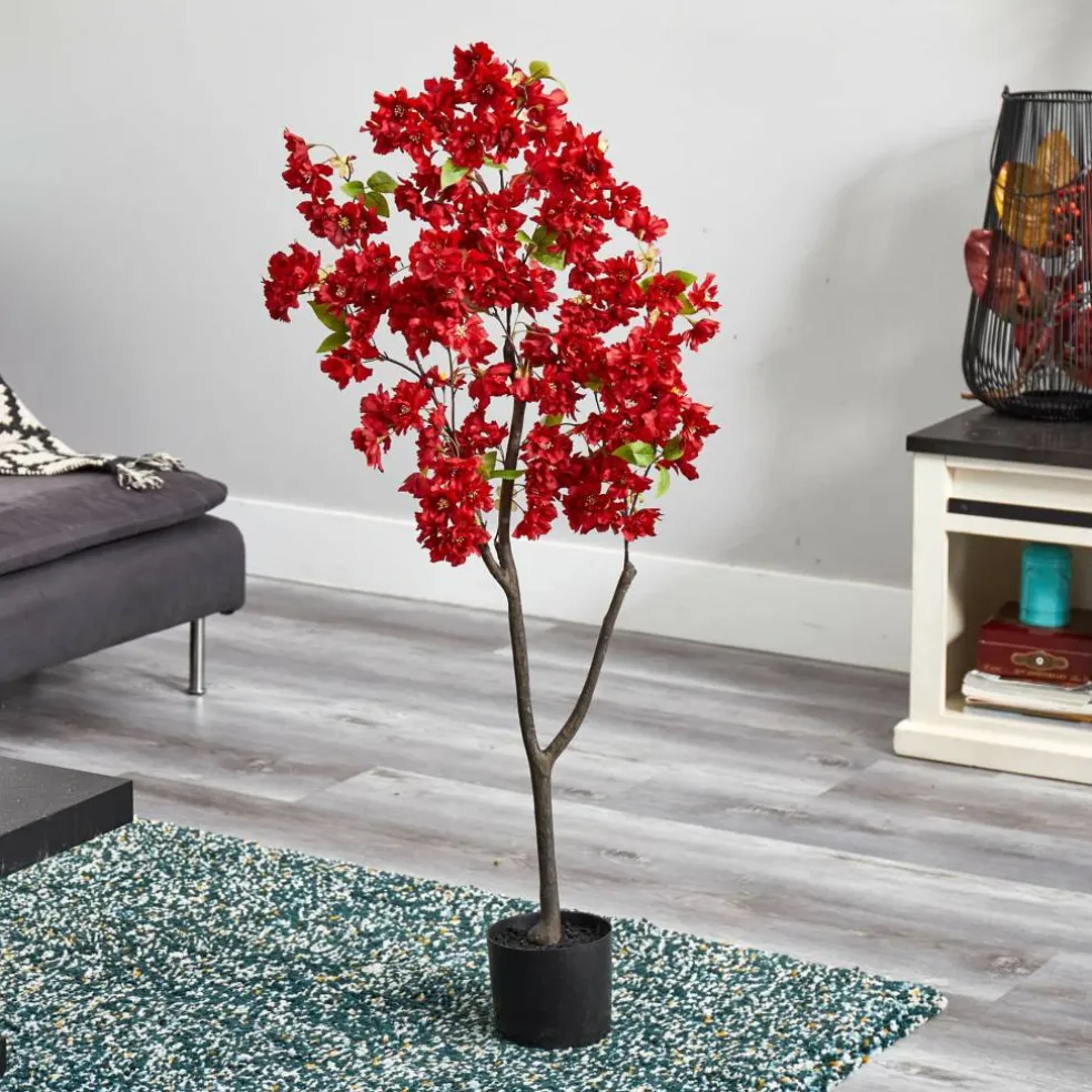 4ft. Potted Red Cherry Blossom Artificial Tree