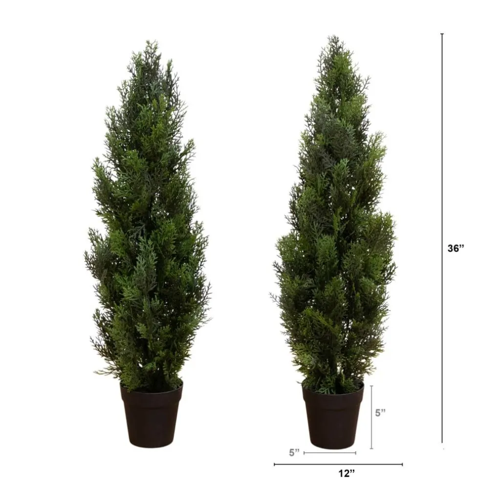 3ft. Potted UV Resistant Cedar Pine Trees, 2ct.