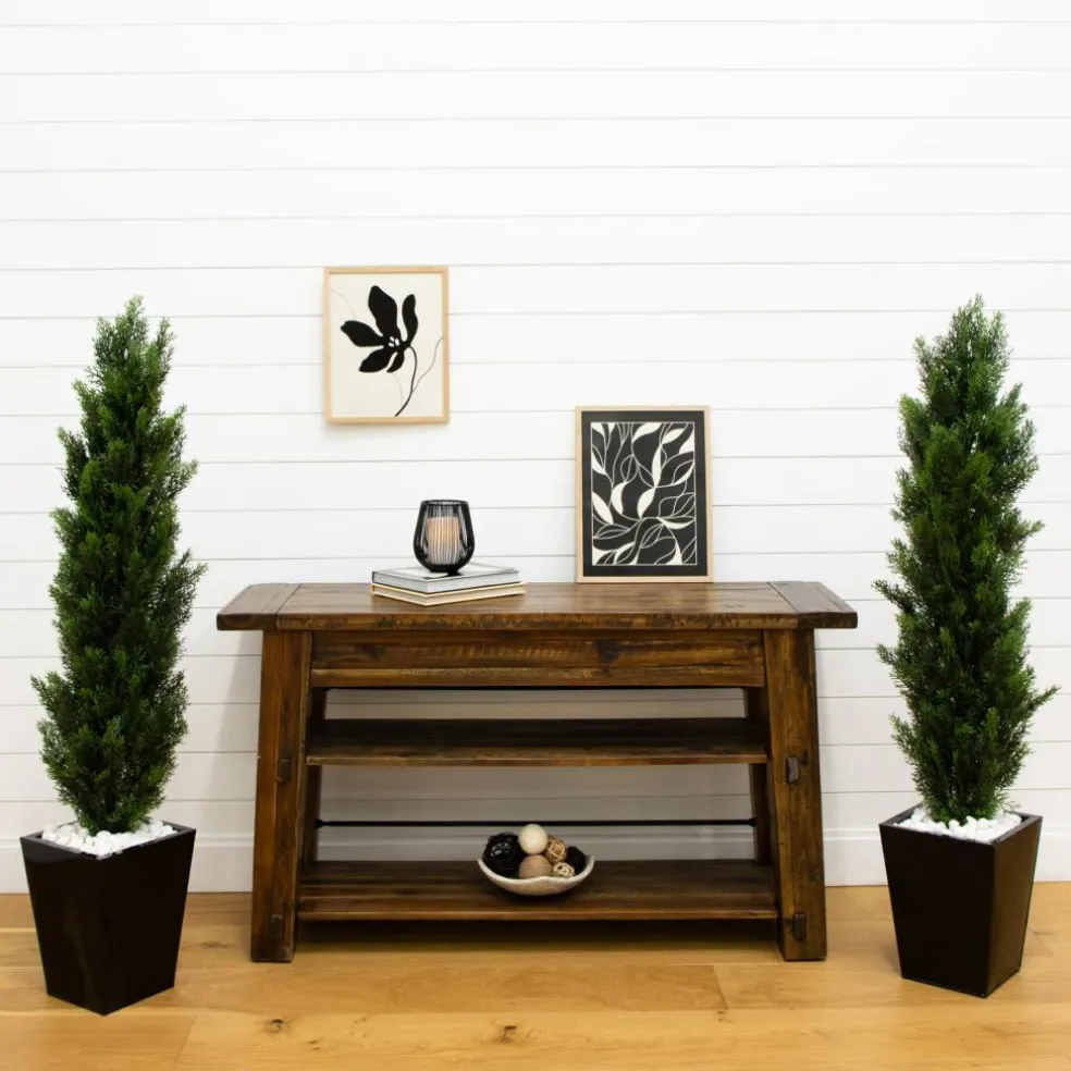 4ft. Potted UV Resistant Topiary Cedar Trees, 2ct.