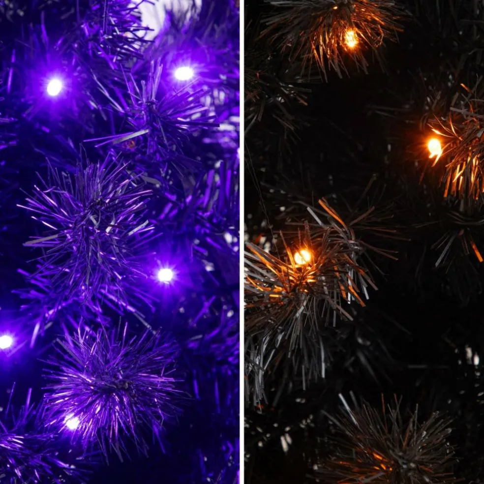 4ft. Pre-Lit Artificial Halloween Black Moon & Skull Tree with 250 Orange & Purple LED Lights