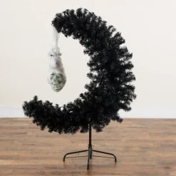 4ft. Pre-Lit Artificial Halloween Black Moon & Skull Tree with 250 Orange & Purple LED Lights