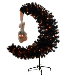 4ft. Pre-Lit Artificial Halloween Black Moon & Skull Tree with 250 Orange & Purple LED Lights