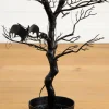 3ft. Pre-Lit Artificial Halloween Black Spooky Twig Tree with Bats and 100 Orange & Purple LED Lights