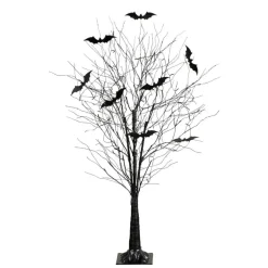 3ft. Pre-Lit Artificial Halloween Black Twig Tree with 18 Orange LED Pumpkin Shaped Lights