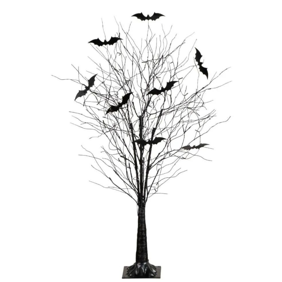 3ft. Pre-Lit Artificial Halloween Black Twig Tree with 18 Orange LED Pumpkin Shaped Lights