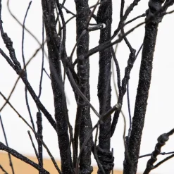 3ft. Pre-Lit Artificial Halloween Black Twig Tree with 18 Orange LED Pumpkin Shaped Lights