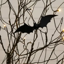 3ft. Pre-Lit Artificial Halloween Black Twig Tree with 18 Orange LED Pumpkin Shaped Lights